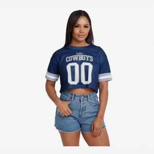 Blue Dallas Cowboys Crop Top Mesh Jersey